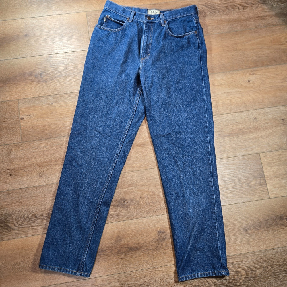 LL Bean Classic Fit Jeans 32x32 Blue Dark Wash Denim Straight Casual Pants